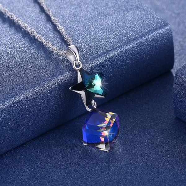 ожерелья звезды Zirconia 5A 3.7g 45cm бриллиантовое колье ODM кубического стерлинговое серебряное