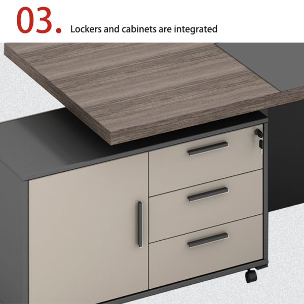 customization Office Manager Supervisor Desk L-shaped Independent Office Desk with Cabinet Concealed Wire Box Manager Desk
