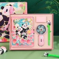 Coffret cadeau carnet Panda Kawaii avec carnet, stylo, ventilateur portable et thermos