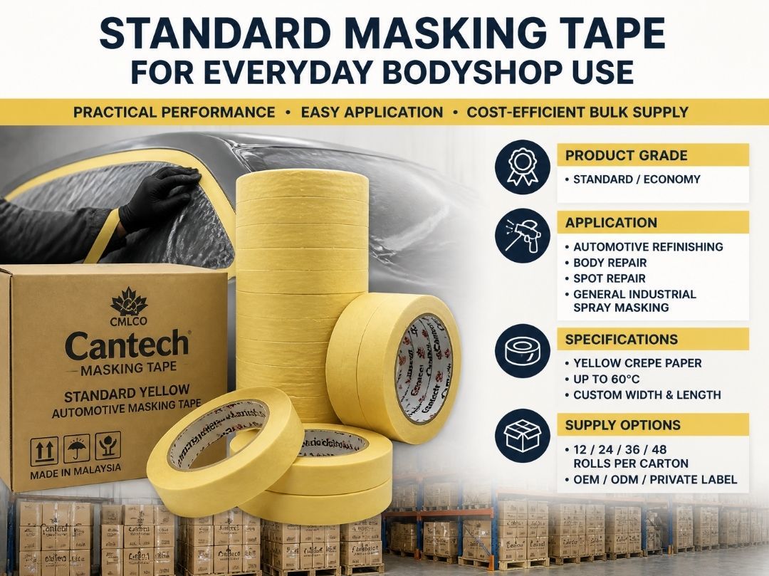 Premium Yellow High Temperature 100 Degree Automotive Masking Tape For Car Painting