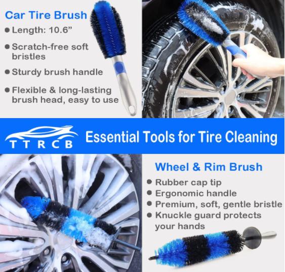 PP 19Pcs Car Detailing Brush Set With 17 Rim Wheel Brush