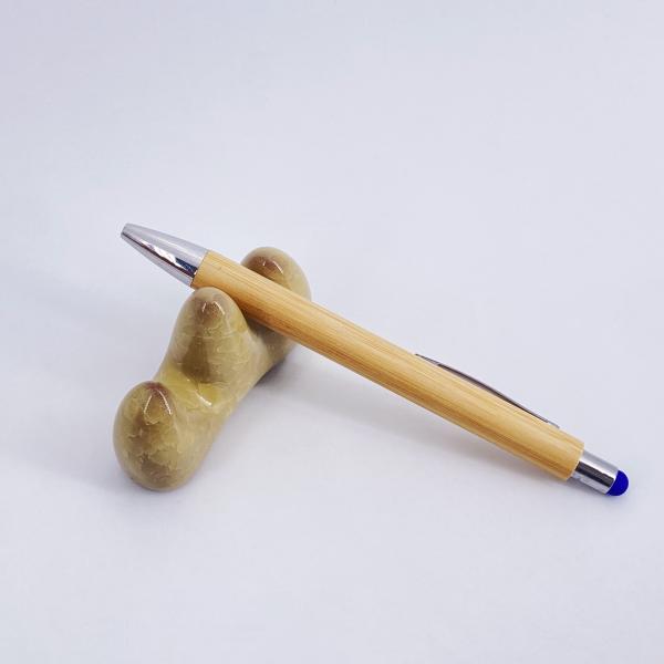 2 in 1 Colorful Bamboo Wood Ballpoint Pen Touch Screen Promotional Ball Pen
