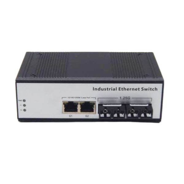 IP30 Industrial POE Switch Gigabit 2 SC Dual Fiber Ports 2 PoE Ethernet Ports