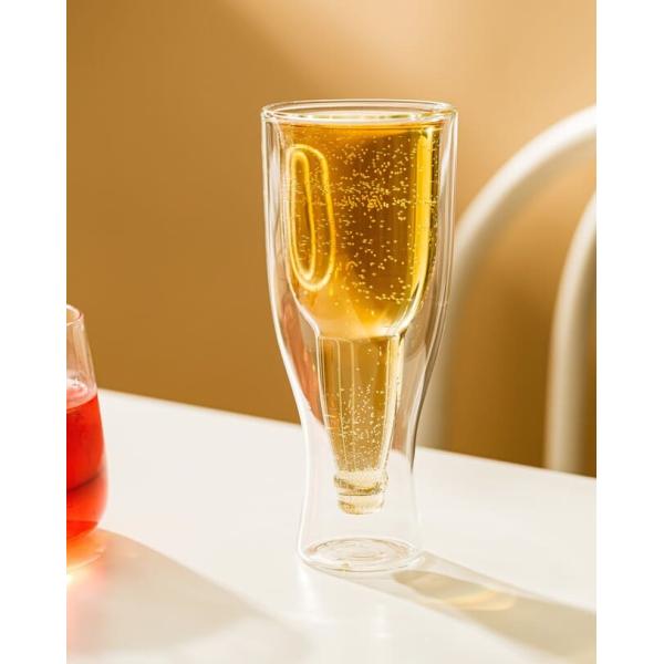 Custom Clear Upside Down Beer Glass 235ml Hand Blown 8 Oz Double Wall Cups