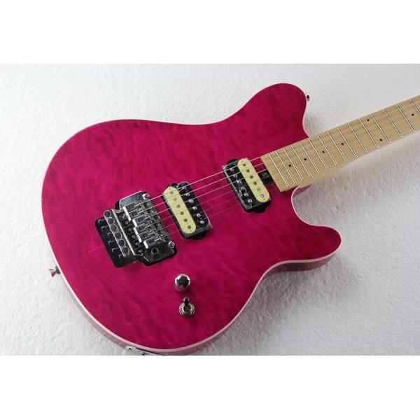 Dark-red Body Electric Guitar with Quilted Maple Veneer and Double Rock,Offer Customized