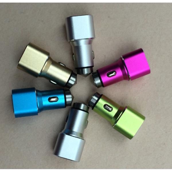 Rapid Colored Lightning Cable Car Charger Metal Housing Two Charging Ports