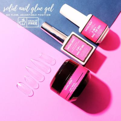 Private Brand Logo Solid Nail Tips Glue Gel For Soft Gel Tips And Press on Nails Strong Adhesive Glue Gel Polish