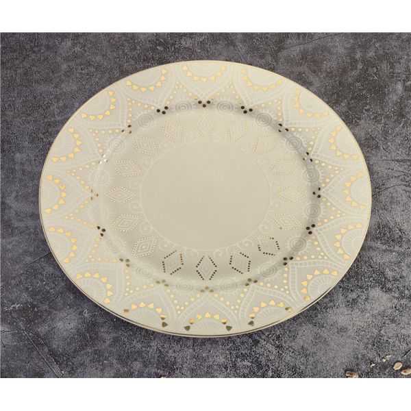 gold with new bone china  27cm dinner plate coupe shape