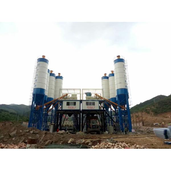 Commercial HZS120 Concrete Batching Plant PLD3200 210Kw Overweight Design