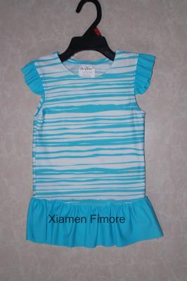 2016 children cute girl's strip with flounce printed one pieces swimming suit