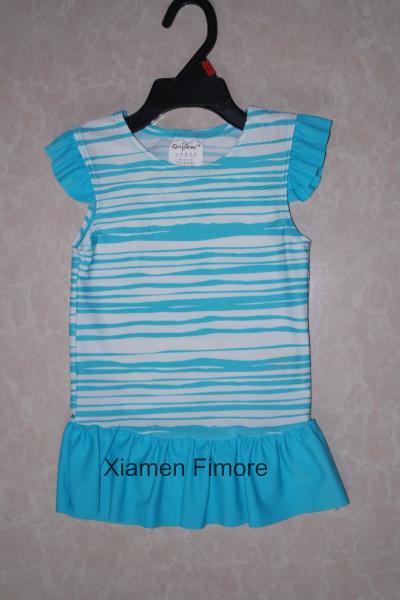 2016 children cute girl's strip with flounce printed one pieces swimming suit