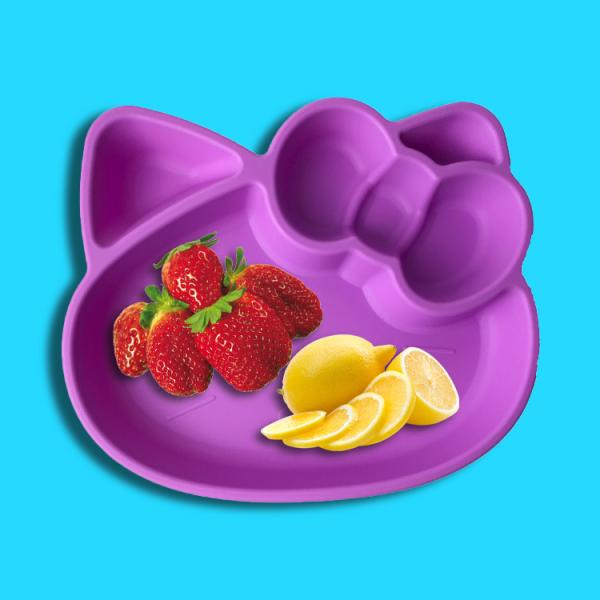 Cartoon Kitten Shape Silicone Feeding Sets Bpa Free Baby Plates