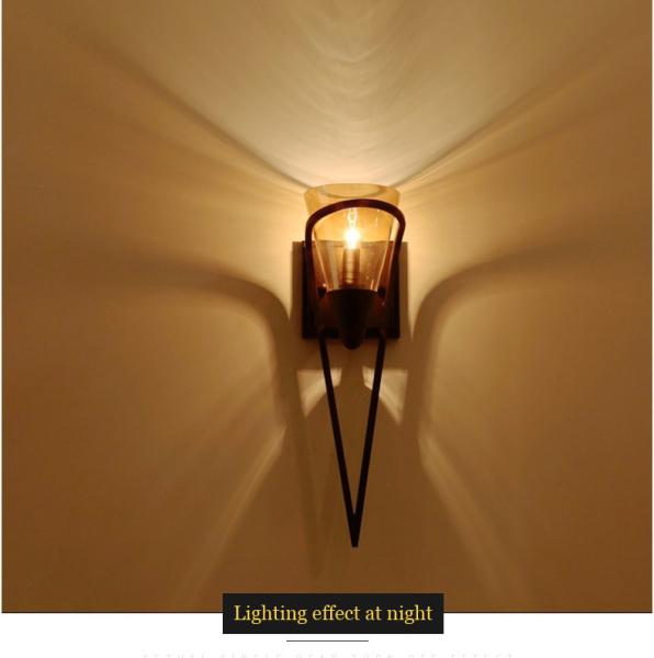 American style living room Glass Lampshade Black background wall lamp (WH-VR-27)