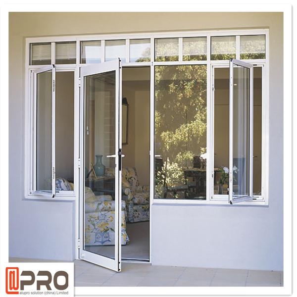 O caixilho de alumínio do único painel do pátio articulou a porta de vidro a PORTA COMPOSTA personalizada da dobradiça de alumínio da porta da cor do perfil