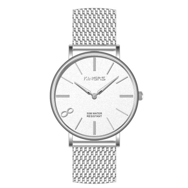 41.0mm round case mesh band steel wrist watches for men, stainless steel watch