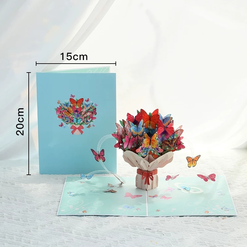 3D Butterfly Bouquet Pop Up Greeting Cards With Multi-Tiered Layered Design