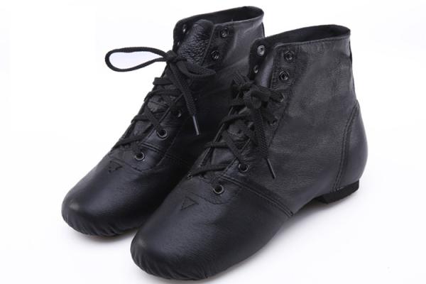Adult and child pig leather black jazz dance boots