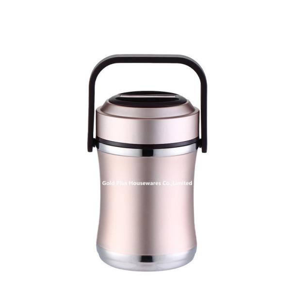2L Tableware heat insulation barrel golden color vacuum food container double wall insulated food flask