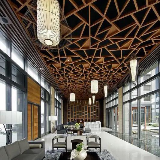 OEM Suspend Metal Ceiling Design Polyester Powder Coating With LED Light