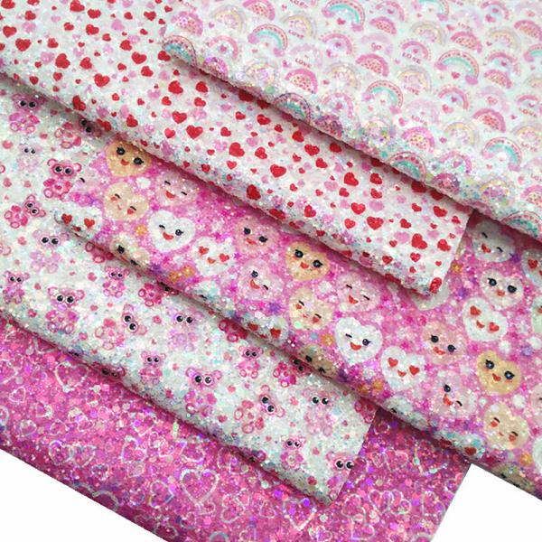 Печатная розовая PU полиуретановая кожа блеск День святого Валентина Любовь форма Гретель