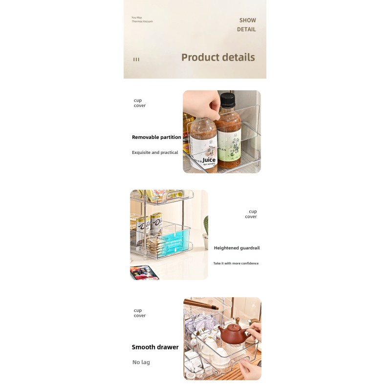 Professional Clear Plastic Cosmetic Organizer Multi-Tier Snack Shelf Skincare Storage Box for Bedroom Living Room Kitchen