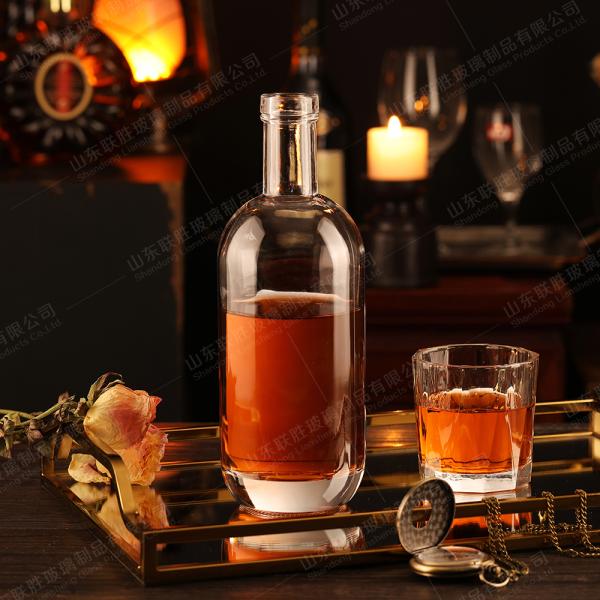 Customized 500ml 750mL 1000ml Transparent Thick Bottom Glass Wine Bottle with Cork