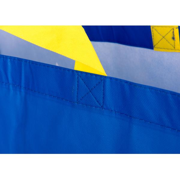 Square Bottom Blue Foldable Woven Shopping Bags For Shopping Eco Friendly