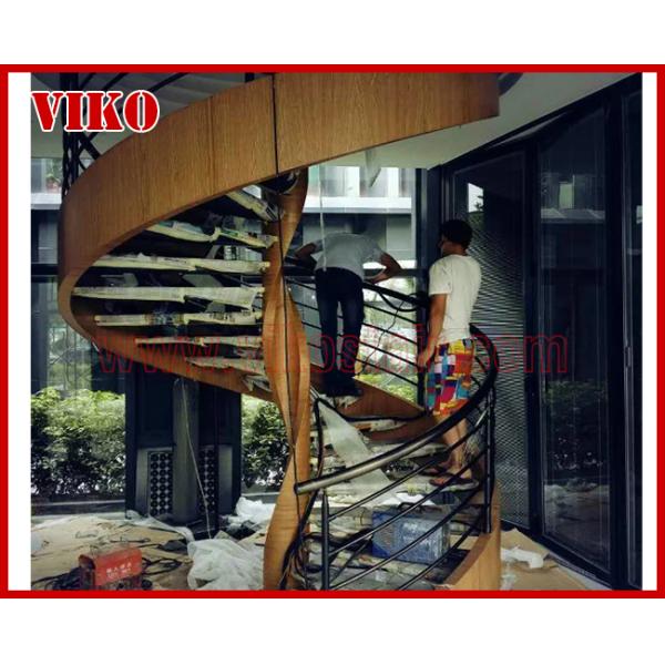 Spiral Staircase VH21S   Aluminum Tread Beech  304 Stainless Steel Stainless Steel Stair  Handrail Railing Glass