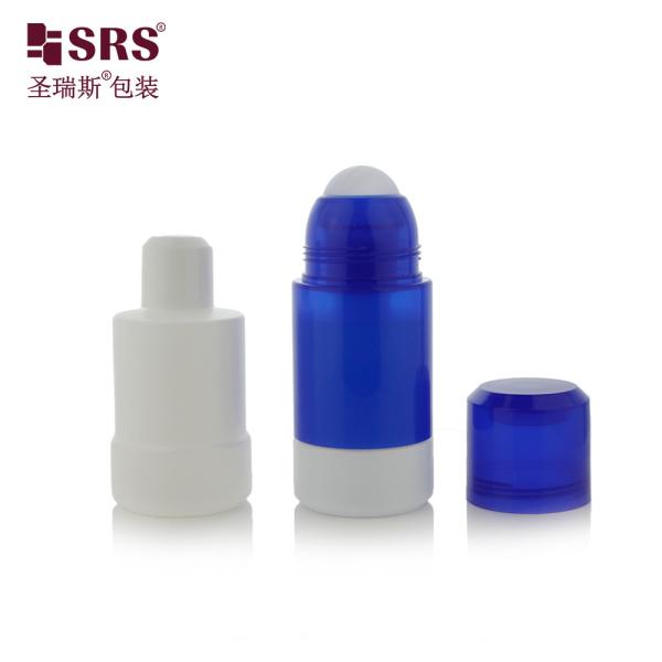 RPPE(P)-75ML Big Size Empty Diamond Blue Colored Refillable Roll On Bottle With Replacement Inner Bottle White Inner Bottle PP Pasitc Roller Ball For Deodorant Gel Formual