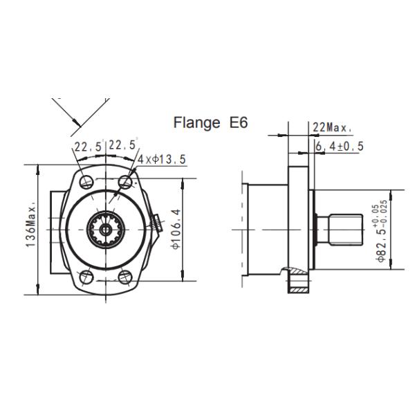 4 Bolt Rhomb Flange Hydraulic Drive Motor 31.75mm Splined 14-DP12/24