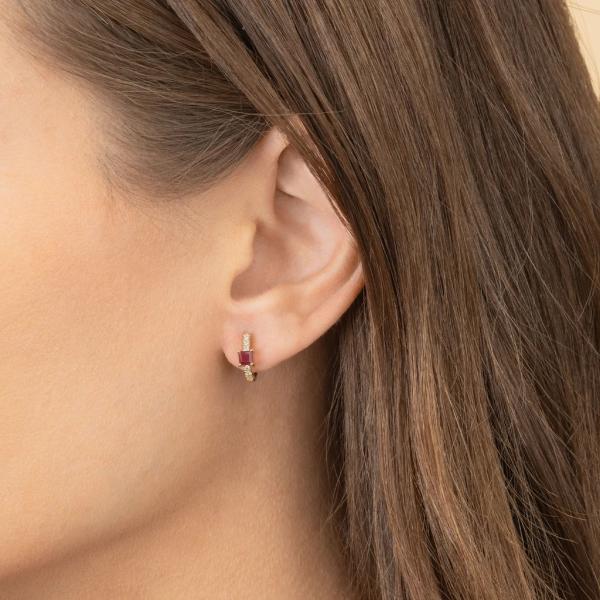 925 Sterling Silver Mini Gold Plated Baguette Hoop Huggie Earrings для женщин Ювелирные изделия