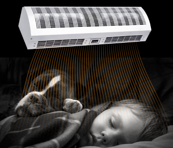 Single Phase 1500m3/h Heated Air Curtain For Office Public Places