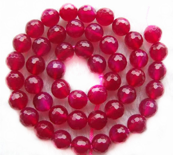 10mm Natural Pink Agate Gemstone Beads Faceted Round Pink Semi Precious Gem Beads