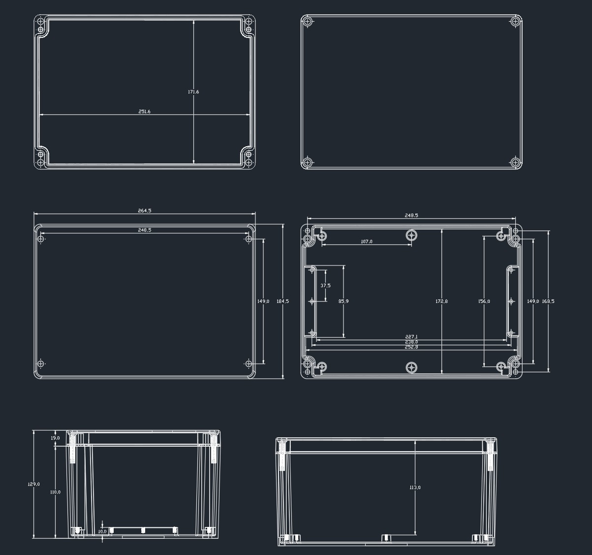 265x185x129mm Aluminum Waterproof Metal Junction Box