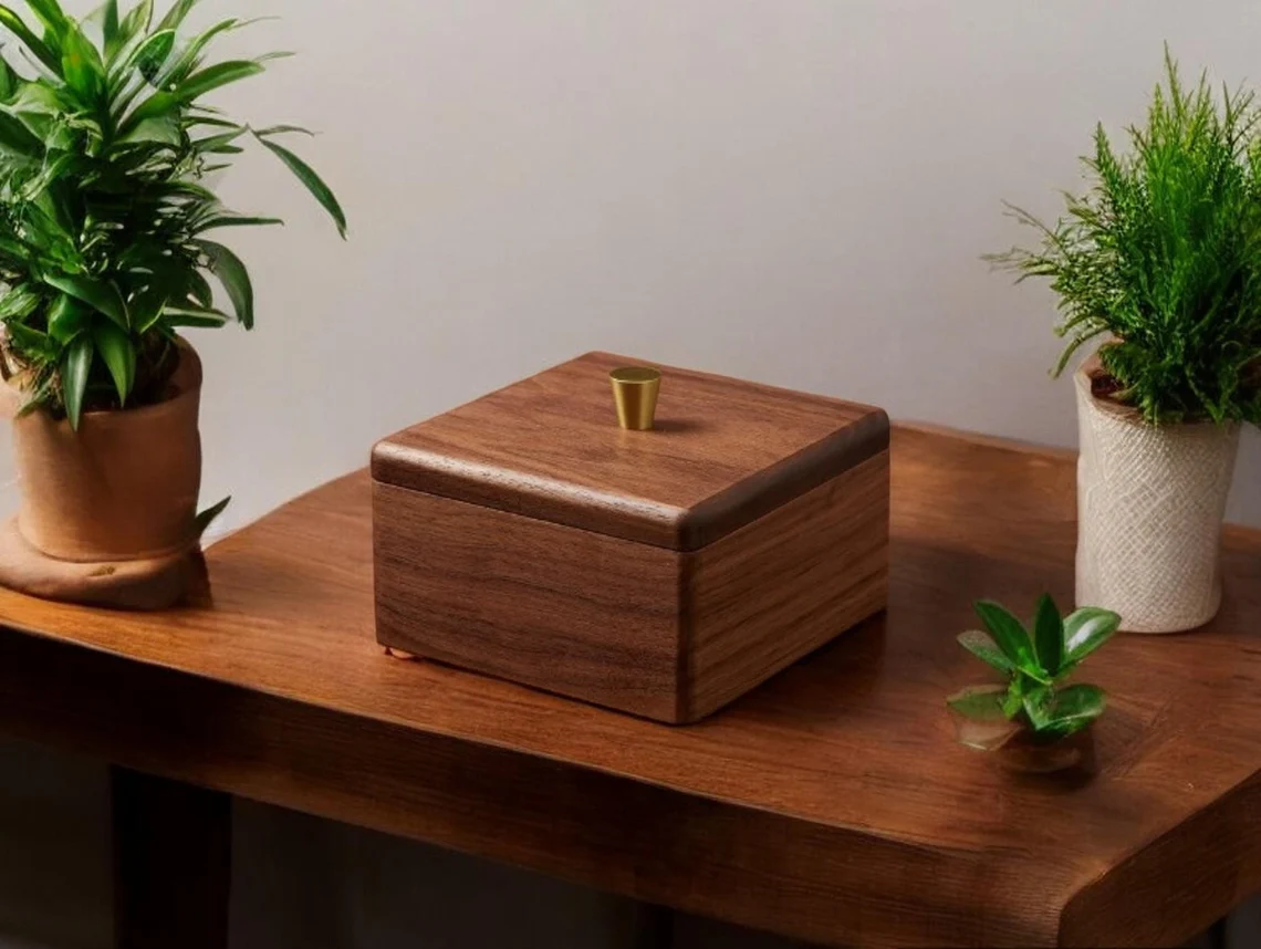 Luxury Handmade Walnut Storage Box 11cm Small Wooden Boxes With Lids