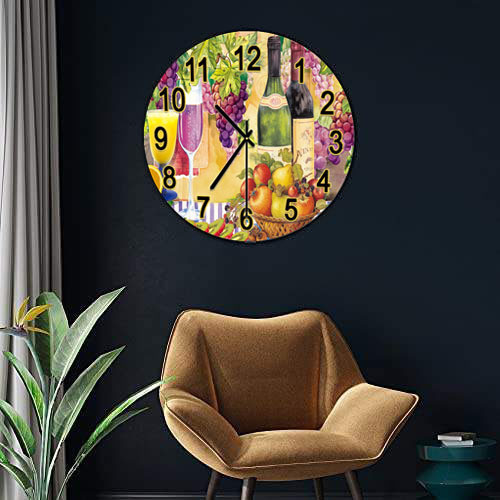 Home Wall Decoration Glass Wall Clock with Scenic Landscape Design and Oil Painting