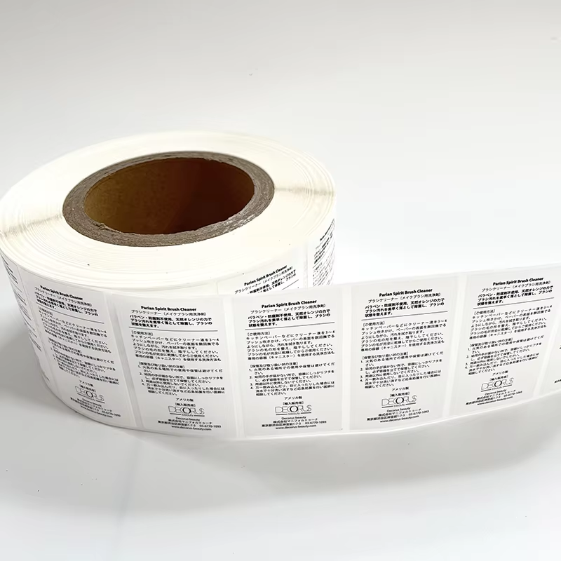 China Factory Custom White Vinyl Label Waterproof Makeup Remover Cosmetic Skincare Perfume Label Sticker Roll