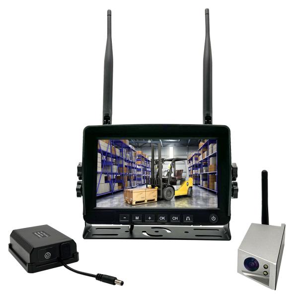 7 Inch Digital Wireless Rear View Camera System, Battery Powered & Waterproof Monitor Kit for Forklift, Truck Parking Assistance