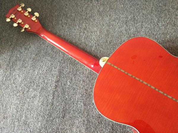 customization G200 Acoustic Guitar Flame red Top Solid spruce maple Tiger stripes Body Guitar