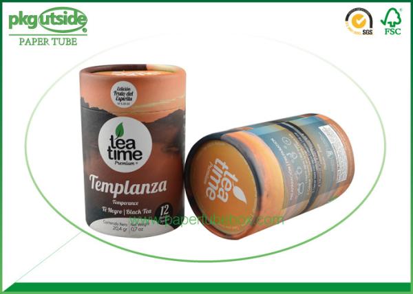 Brown Craft  Cardboard Tea Tube Packaging Durable Food Grade Eco - Friendly