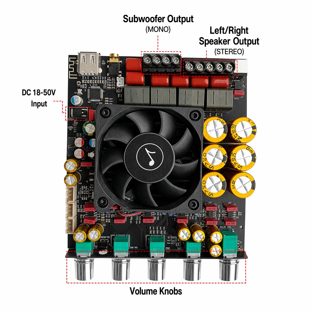 AS21P TPA3255 2.1 Channel Digital Amplifier Board 300Wx2+600W High Power Audio Module for Home Theater