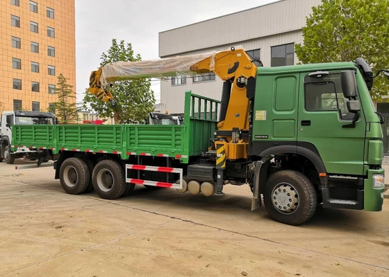 Sinotruk Howo7 Green 12T 6x4 chassis dump boom crane sold well in Africa.
