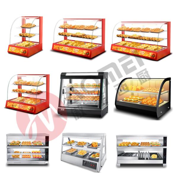 500W cozinha comercial aço inoxidável gabinete de exibição aquecedor de alimentos e exibição de alimentos quentes