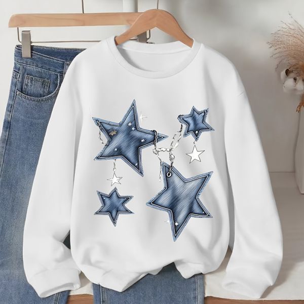Convention Thickness Crew Sweatshirt with Printing Design and Round Collar for Winter