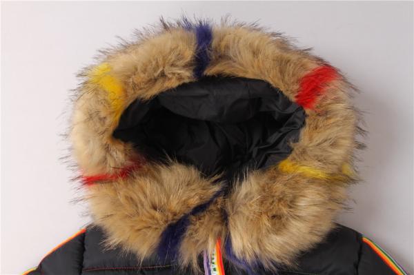 Junior Girls longline coats, Children's longline jacket, Hood Fur, Rainbow zipper