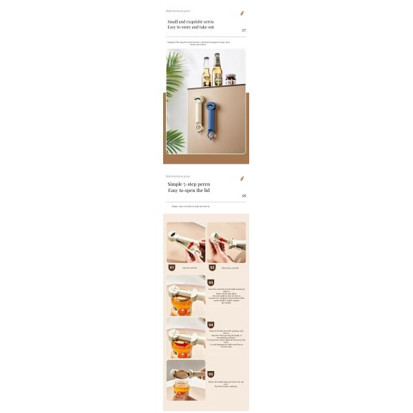Multifunctional Magnetic Bottle Jar Opener for Wine Retractable Design User-Friendly