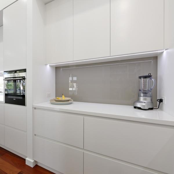 White Handless Kitchen Cabinets Islands Modern Prefab Bar Cabinets
