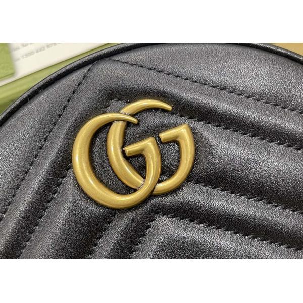 GG Marmont Wave Round Full Leather Chain Bag Soft Leather 18.5cm Length
