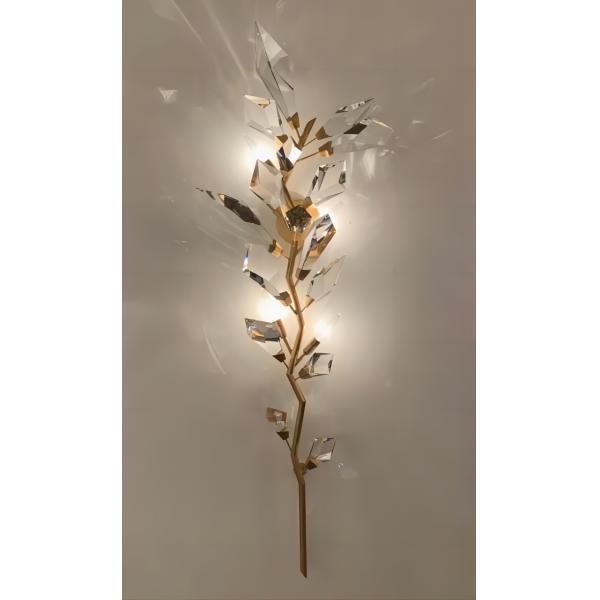 Серебряные ручной резки кристаллические листья стеновые фонари в помещении