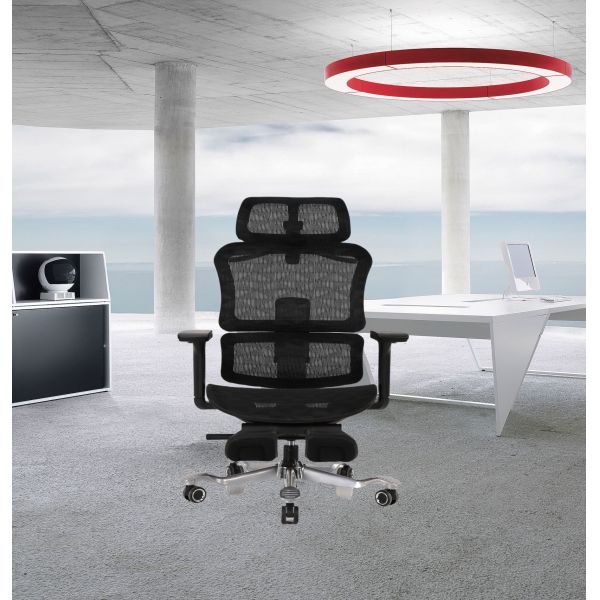 Ergonomic Computer Footrest Office Chair Swivel Mesh with Lift Back 4D Armrest